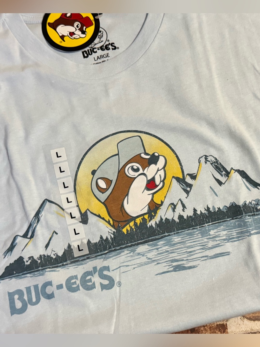 NWT BUC-EE's Outdoor Mountain T-Shirt - Front & Back Logo Design - LARGE
